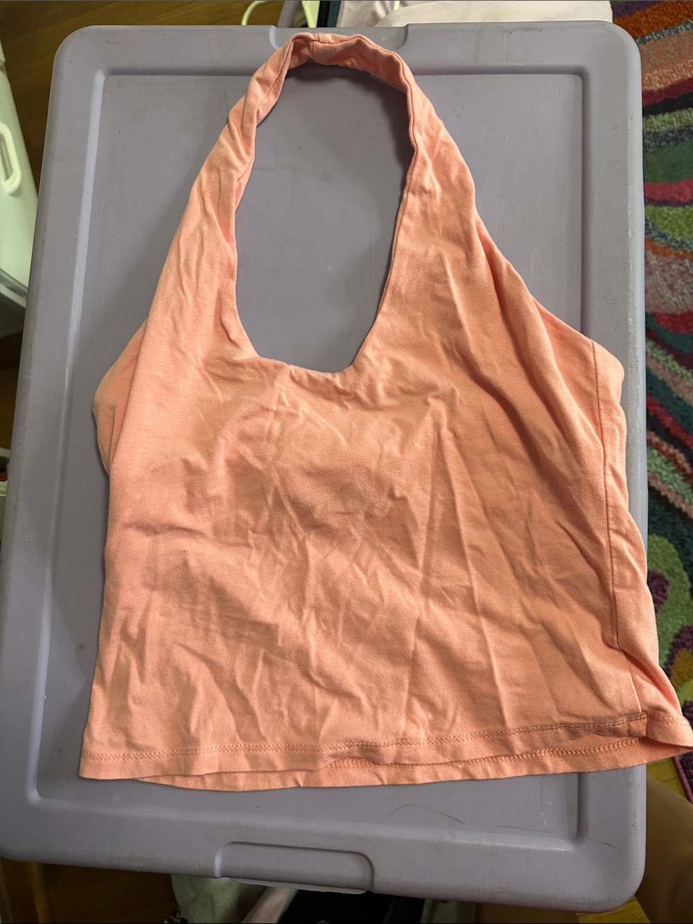 Pink Rose Peach Halter Crop Tank